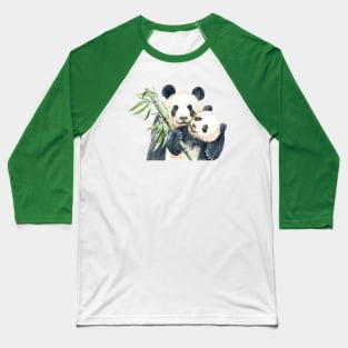 Mom panda baby bamboo watercolor hand drawn Baseball T-Shirt